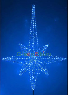 Макушка световая для уличной ели Роза ветров 50 см, Эконом, синяя