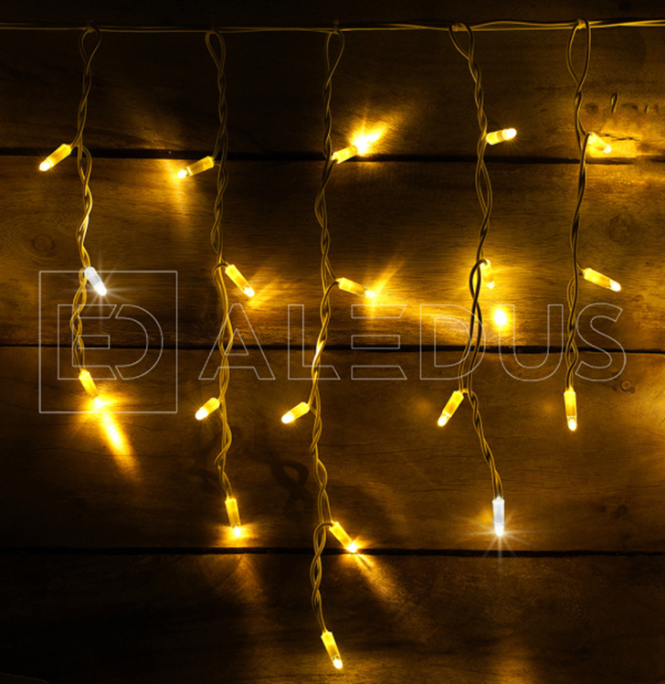 Электрогирлянда Бахрома ALEDUS 3x0.5 м, белый провод, ПВХ, теплый белый, с мерцанием, арт. i-WP-3x0.5M-WW/F