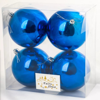 Набор пластиковых шаров 100 мм., синий, глянцевый, 4 шт.