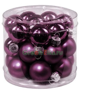 Набор стеклянных шаров 25 мм. Делюкс фиолетовые, глянцевые и матовые, 24 шт., Kaemingk, арт. 167532