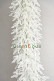 Гирлянда хвойная Изумрудная, белая. 100% Литые ветки, диаметр 30 см.