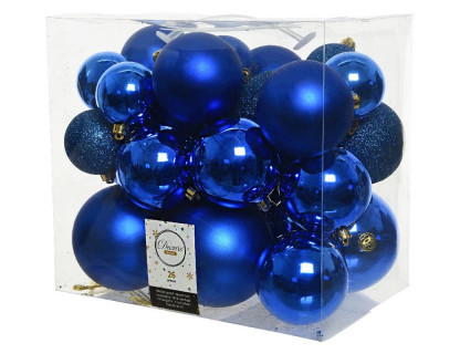 Набор однотонных пластиковых шаров Фон шик, 10/8/6 см., синий, 26 шт.