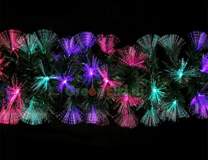 Хвойная оптоволоконная гирлянда Зимняя Радуга 2 м, зеленая, разноцветные светодиоды, арт. 1051987