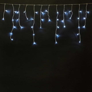 Электрогирлянда Бахрома премиум на батарейках, 3x0,5 м., таймер, 100 led, прозр. пр., холодный белый, LaitCom, арт. ECC100-10-8W 07-005