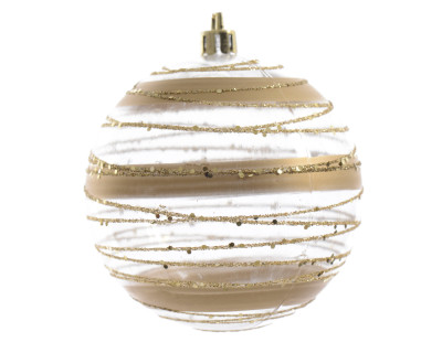 Набор пластиковых шаров Искристый вихрь 80 мм, прозрачно-золотой, 12 шт, Kaemingk, арт. 025613