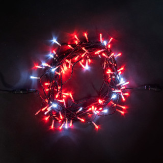 Светодиодная нить, 10 м., мерцает белый диод, черн. пр., красный, Laitcom, арт. PST100BLW-11-1R 05-082