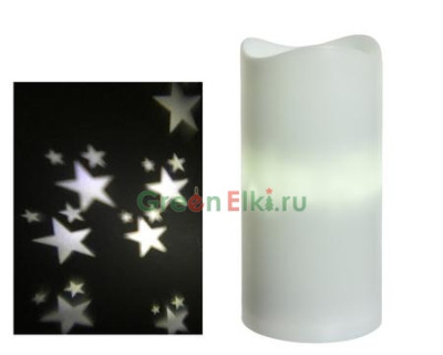 Проектор в виде свечи Звездное небо 15 см., теплый белый, Kaemingk, арт. 482874