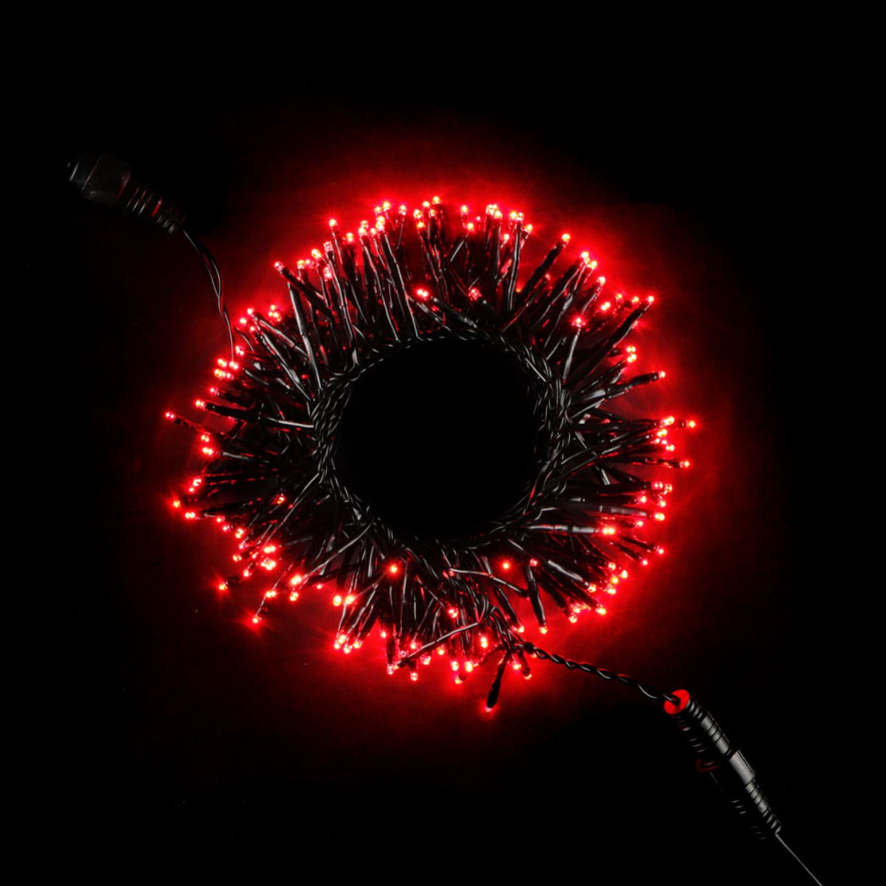 Светодиодная нить с мини диодами, 2,4 м, 192 LED, ПВХ, черн. пр., красный, 220В, Laitcom, арт. WS-08091501-R 05-061