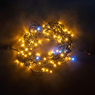 Светодиодная нить, 10 м., мерцает белый диод, черн. пр., желтый, Laitcom, арт. PST100BLW-11-1Y 05-083