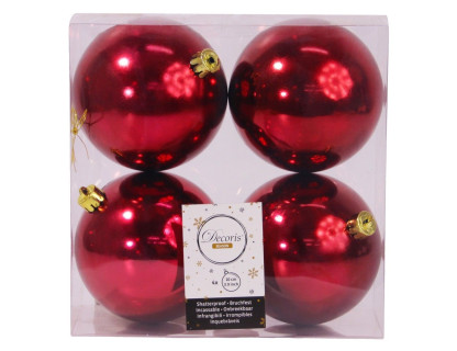 Набор пластиковых шаров 100 мм., бордовый, глянцевые, 4 шт.