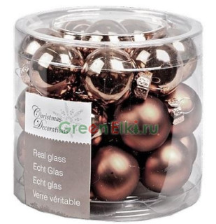 Набор стеклянных шаров 25 мм. Делюкс миндальные, глянцевые и матовые, 24 шт., Kaemingk, арт. 167175