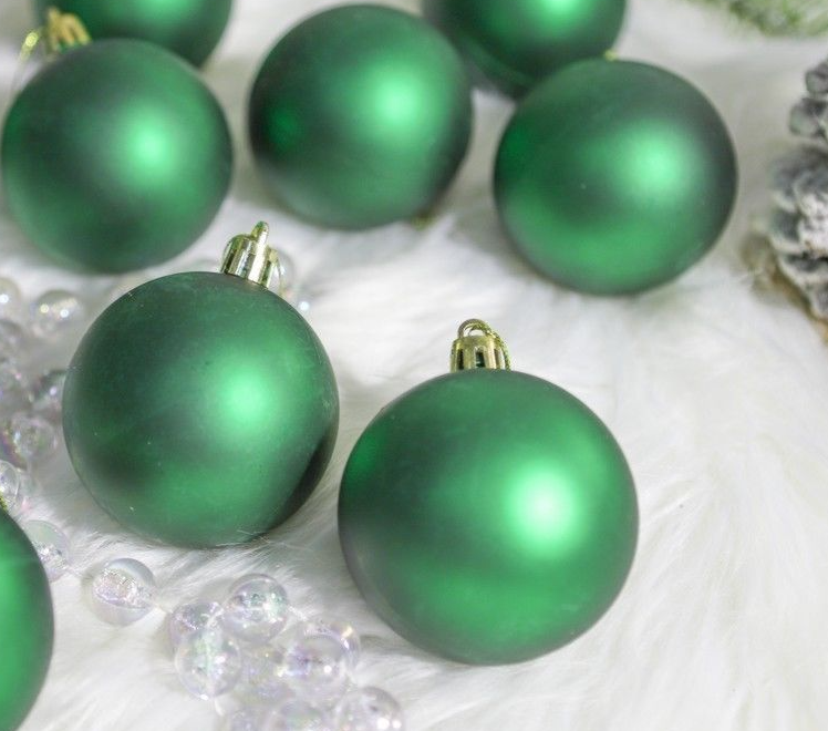 Набор однотонных пластиковых шаров, матовые, зеленые, 60 мм, упаковка 10 шт.