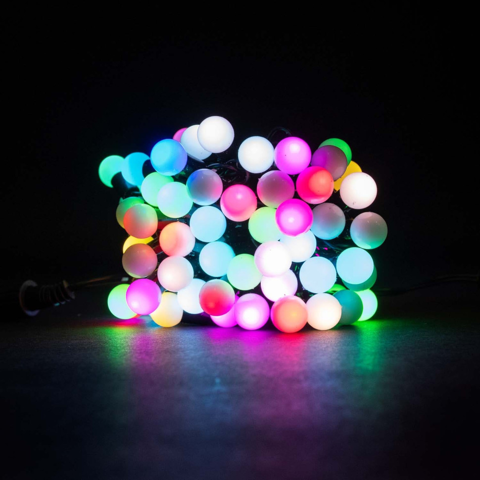 Гирлянда светодиодная Fiesta medium ball, RGB, 100LED, 10 м., LaitCom, арт. MB100-1-2RGB 18-007