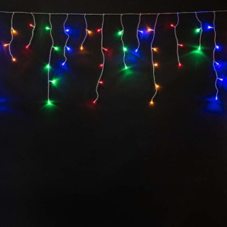 Электрогирлянда Бахрома премиум на батарейках, 3x0,5 м., таймер, 100 led, прозр. пр., мульти LaitCom, арт. ECC100-10-8M 07-007