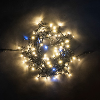 Светодиодная нить, 10 м., 100 LED, 24V, ПВХ, с мерцанием белого диода, черн. пр., шампань, Laitcom, арт. PST100BLW-11-1CH  05-094