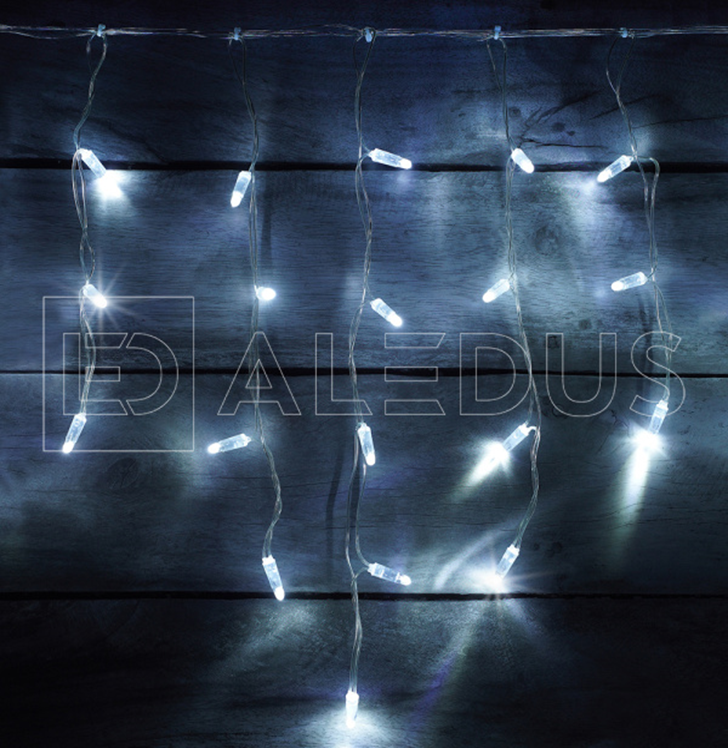 Электрогирлянда Бахрома ALEDUS 3x0.5 м, прозрачный провод, ПВХ, белый, с мерцанием, арт. i-TP-3x0.5M-W/F