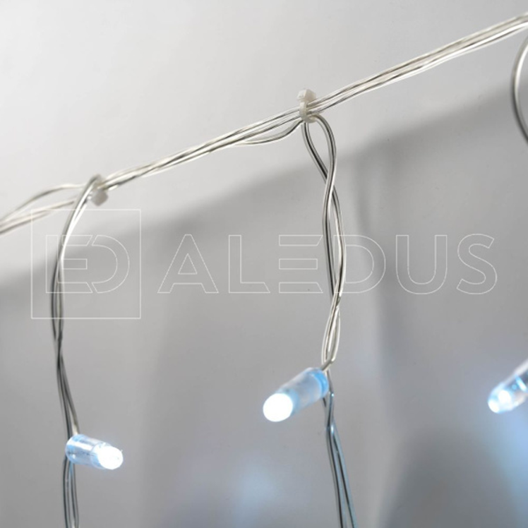 Электрогирлянда Бахрома ALEDUS 3x0.5 м, прозрачный провод, ПВХ, белый, с мерцанием, арт. i-TP-3x0.5M-W/F