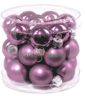 Набор стеклянных шаров 25 мм. Делюкс светло-лиловые, глянцевые и матовые, 24 шт., Kaemingk, арт. 167176