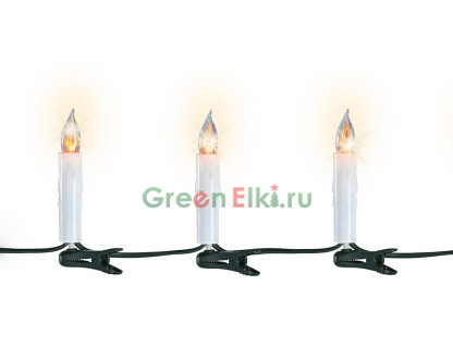 Светодиодная гирлянда-свеча на клипсе с эффектом пламени 13.1 м., 30 LED ламп, теплый, Kaemingk, арт. 490787