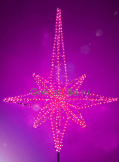 Макушка световая для уличной ели Роза ветров 75 см, Стандарт, фиолетовая