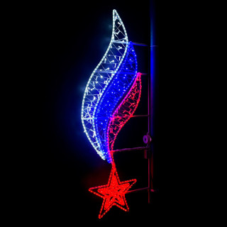 Светодиодная консоль Звезда с Российским Флагом, 60х200 см., триколор, 220V, LaitCom, арт. LC-13407