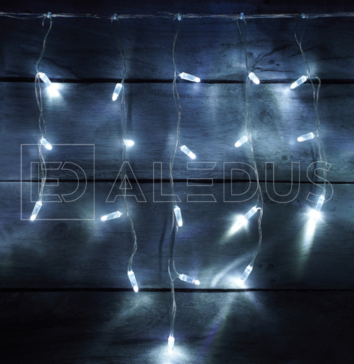 Электрогирлянда Бахрома ALEDUS 3x0.5 м, прозрачный провод, ПВХ, белый, арт. i-TP-3x0.5M-W