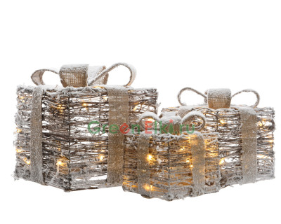 Светодиодный набор Плетенный, mix, коричневый, заснеженый, Kaemingk, арт. 481196