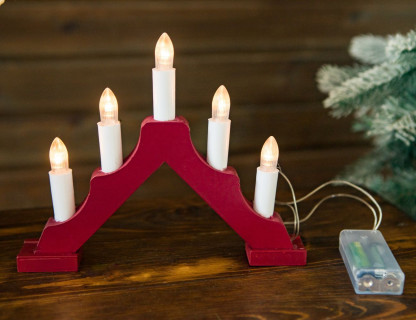 Декоративный светильник Свечи на подставке - горке 20х17 см, 7 LED-огней, красный, арт. BIE1205