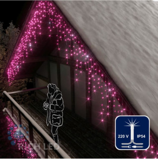 Светодиодная бахрома Rich LED, 3*0.9 м, розовая, мерцающая, прозрачный провод, арт. RL-i3*0.9F-T/P