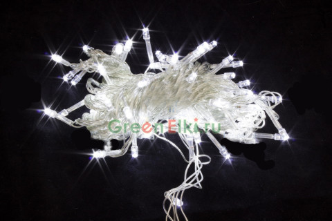 Светодиодная нить стандартная 100 led белый 7м; прозр-пр, IP 20 (w.01.5Т.100-)