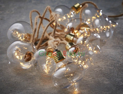 Светодиодная гирлянда в стиле ретро Флави 3,15 м, джутовый провод, арт. 1070705