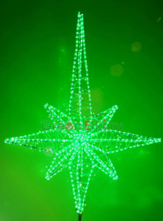 Макушка световая для уличной ели Роза ветров 100 см, Стандарт, зеленая