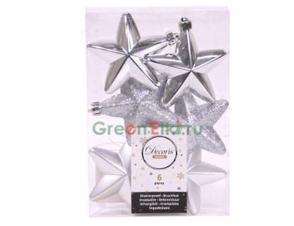 Набор ёлочных украшений Звездочка ясная 75 мм., серебро, 6 шт., KAEMINGK, арт. 027861