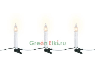 Светодиодная гирлянда на клипсе в форме свечи с эффектом матового пламени 13.1 м., 30 LED ламп, белый, Kaemingk, арт. 490801