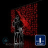Светодиодный занавес Rich LED 2*1.5 м, облегченный, влагозащитный колпачок, красный, прозрачный провод, арт. RL-CS2*1.5-CT/R