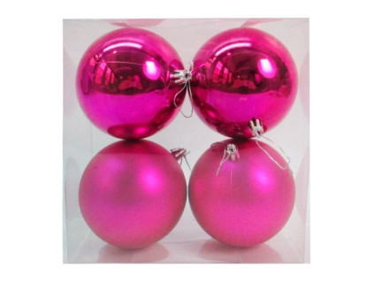Набор пластиковых шаров 100 мм., фуксия, mix, 4 шт., Kaemingk, арт. 167087