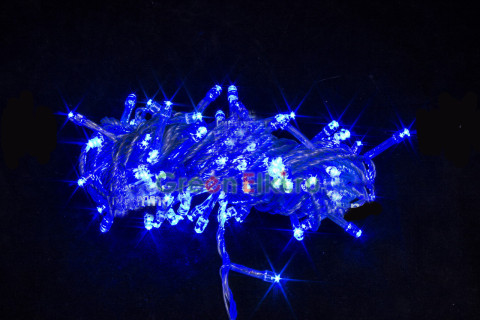 Светодиодная нить стандартная 100 led синий 7м; прозр-пр, IP 20 (B.01.5Т.100-)