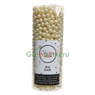 Пластиковые бусы Бисер 8 мм.*10 м., кремовый, Kaemingk, арт. 000567