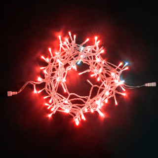  Светодиодная нить, 10 м., мерцает белый диод, 220-230V, прозр. пр., красный, LaitCom, арт. PST100BLW-10-2R 05-193