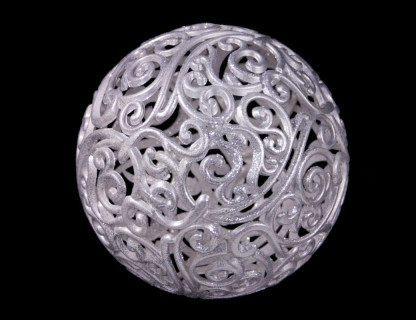 Пластиковый шар Ажурный Снежные искорки 80 мм., глиттер, серебро, Морозко, арт. MM080-серебро