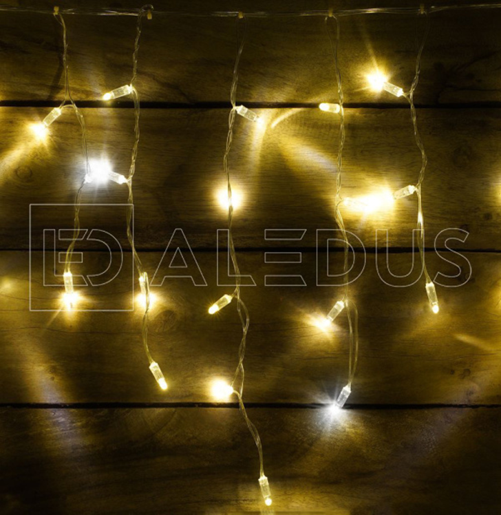 Электрогирлянда Бахрома ALEDUS 3x0.5 м, прозрачный провод, ПВХ, теплый белый, с мерцанием, арт. i-TP-3x0.5M-WW/F