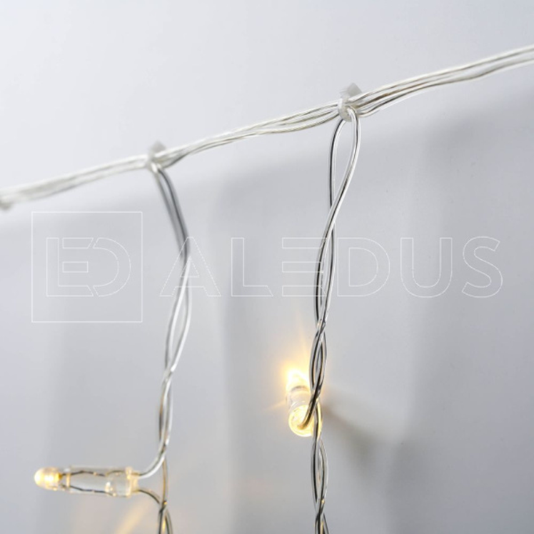 Электрогирлянда Бахрома ALEDUS 3x0.5 м, прозрачный провод, ПВХ, теплый белый, с мерцанием, арт. i-TP-3x0.5M-WW/F
