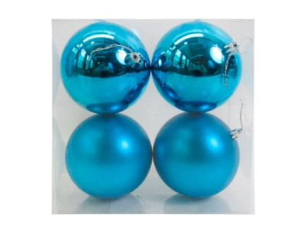 Набор пластиковых шаров 100 мм., бирюзовые, глянцевые и матовые, 4 шт.