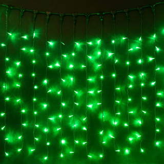 Светодиодный занавес, 2х2 м., без Т-коннектора, прозр. пр., зеленый, LaitCom, арт. PCL400NOT-10-2G 01-160