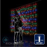 Светодиодный занавес Rich LED 2*1.5 м, облегченный, влагозащитный колпачок, с мерцанием, мульти, белый провод, арт. RL-CS2*1.5F-CW/M