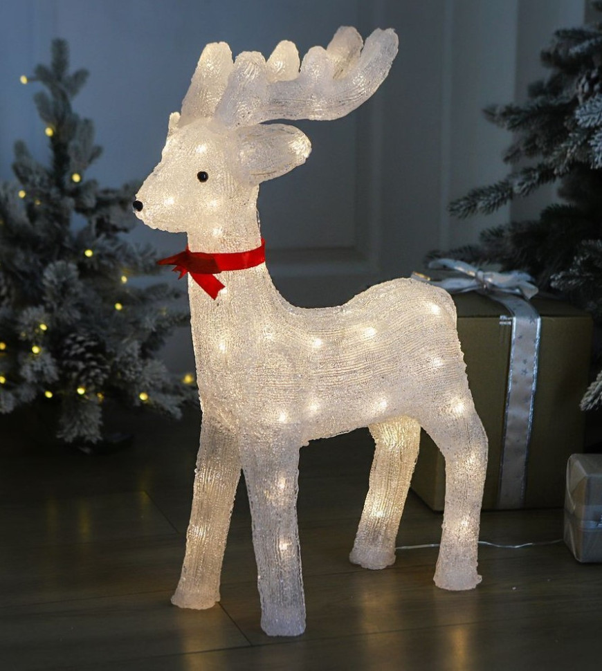 Светящаяся фигура ОЛЕНЬ, акрил, 60 теплых белых LED-огней, 64 см