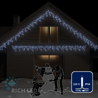 Светодиодная бахрома Rich LED, 3*0.5 м, белая, мерцающая, прозрачный провод, арт. RL-i3*0.5F-T/W