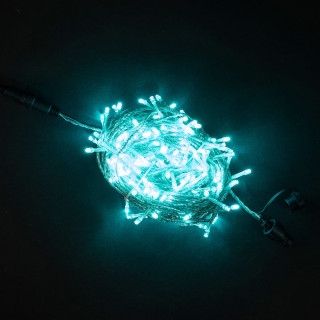 Светодиодная нить, 20 м., с динамикой, силикон, прозр. пр., аква, LaitCom, арт. EST200-3W10-1A 05-011