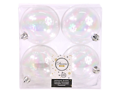 Набор пластиковых шаров 100 мм., прозрачно радужный, глянцевый, 4 шт., Kaemingk, арт. 958012
