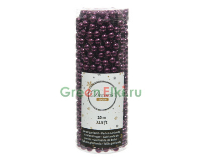 Пластиковые бусы Бисер 8 мм.*10 м., пурпурный, Kaemingk, арт. 000708